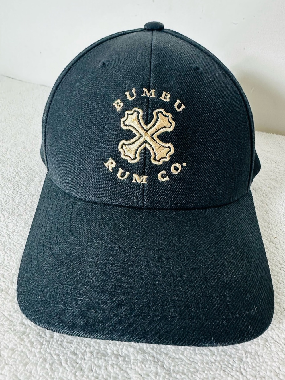 Bumbu Rum Co Black Snapback Hat Crossed Bones Gold Logo Yupoong Classics